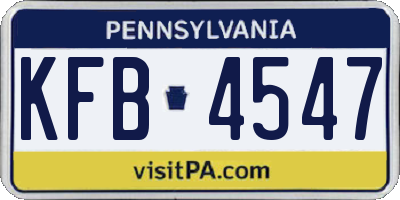 PA license plate KFB4547