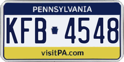 PA license plate KFB4548