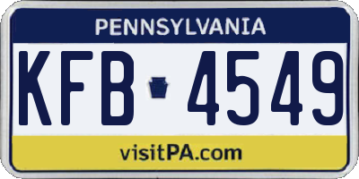 PA license plate KFB4549