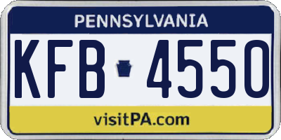 PA license plate KFB4550
