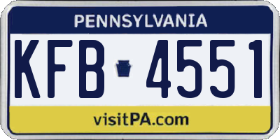 PA license plate KFB4551