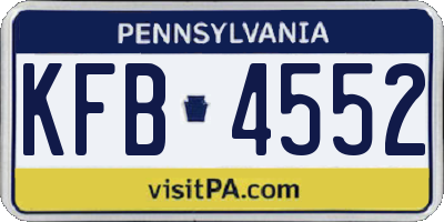 PA license plate KFB4552
