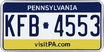 PA license plate KFB4553