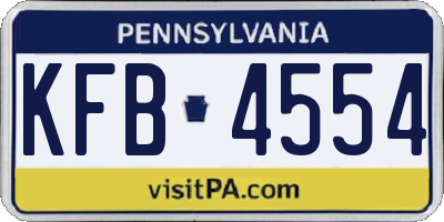 PA license plate KFB4554