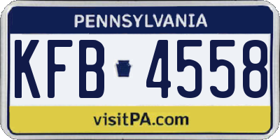 PA license plate KFB4558