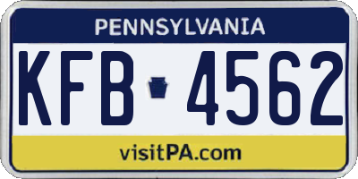 PA license plate KFB4562