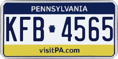 PA license plate KFB4565
