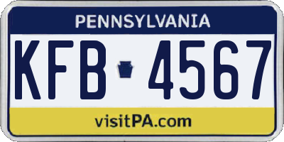 PA license plate KFB4567