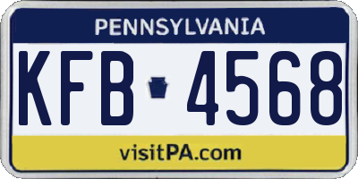 PA license plate KFB4568