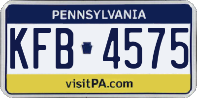 PA license plate KFB4575