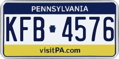 PA license plate KFB4576