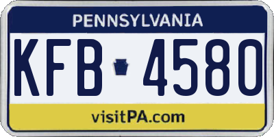 PA license plate KFB4580
