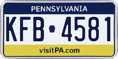 PA license plate KFB4581