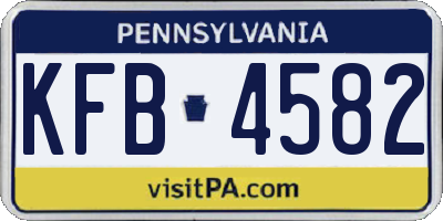 PA license plate KFB4582