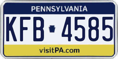 PA license plate KFB4585
