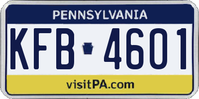 PA license plate KFB4601