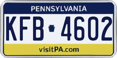 PA license plate KFB4602