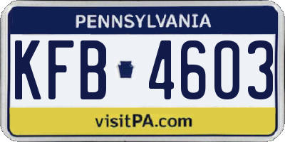 PA license plate KFB4603