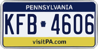 PA license plate KFB4606