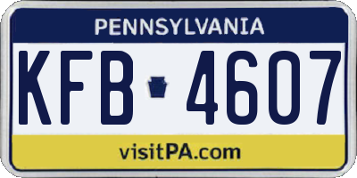PA license plate KFB4607