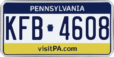 PA license plate KFB4608