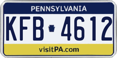 PA license plate KFB4612