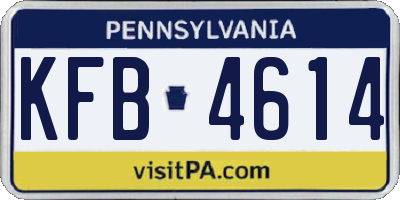 PA license plate KFB4614