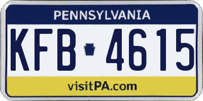 PA license plate KFB4615