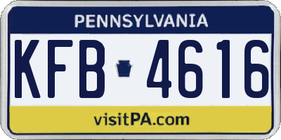 PA license plate KFB4616