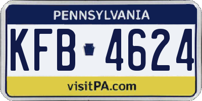PA license plate KFB4624