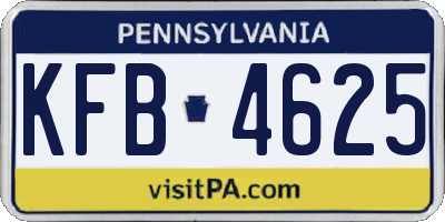 PA license plate KFB4625