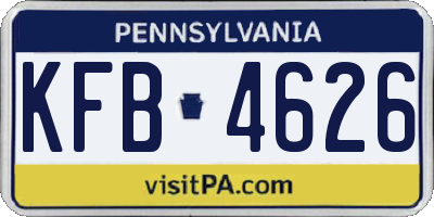 PA license plate KFB4626