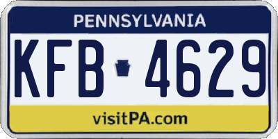 PA license plate KFB4629