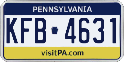 PA license plate KFB4631