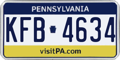 PA license plate KFB4634