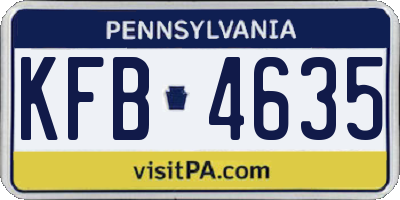 PA license plate KFB4635