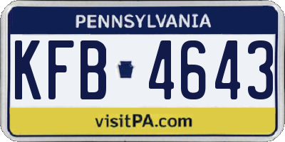 PA license plate KFB4643