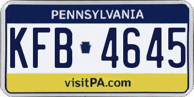 PA license plate KFB4645