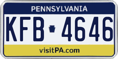 PA license plate KFB4646