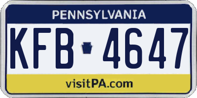 PA license plate KFB4647