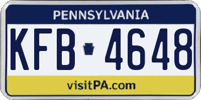 PA license plate KFB4648