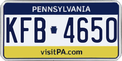PA license plate KFB4650