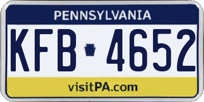 PA license plate KFB4652