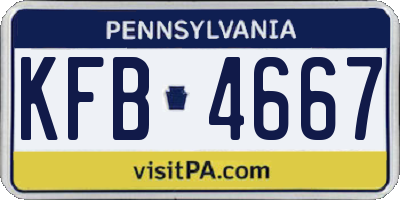 PA license plate KFB4667