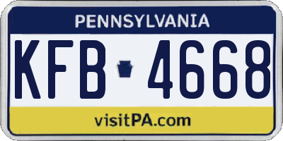 PA license plate KFB4668