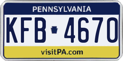 PA license plate KFB4670