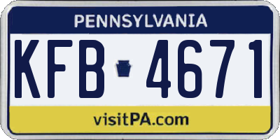PA license plate KFB4671