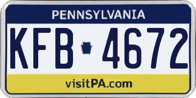 PA license plate KFB4672