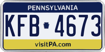 PA license plate KFB4673
