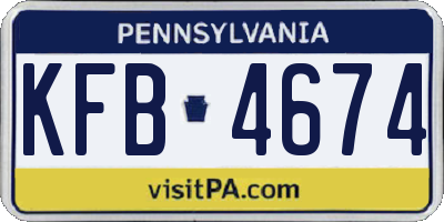 PA license plate KFB4674